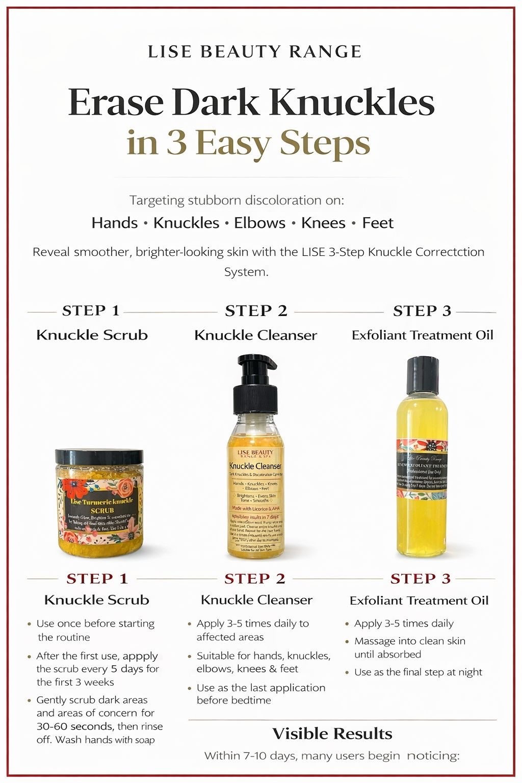 Lise knuckle set with Exfoliant oil 3pcs