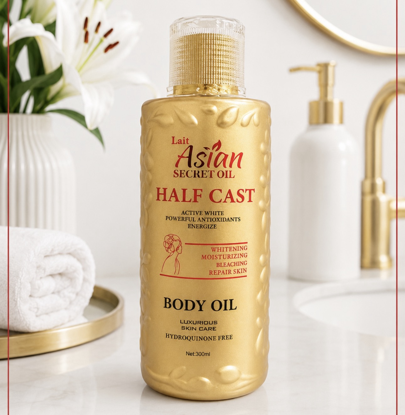 Asian Secret Oil Half Cast Body Oil | GOLD Premium Body Oil | 300ml
