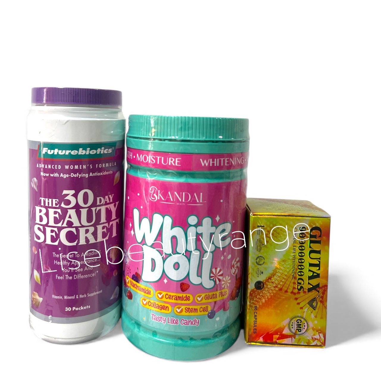 30 Day Beauty Secret, White Doll & Glutax 90000000GS Beauty Supplement 3pc Bundle