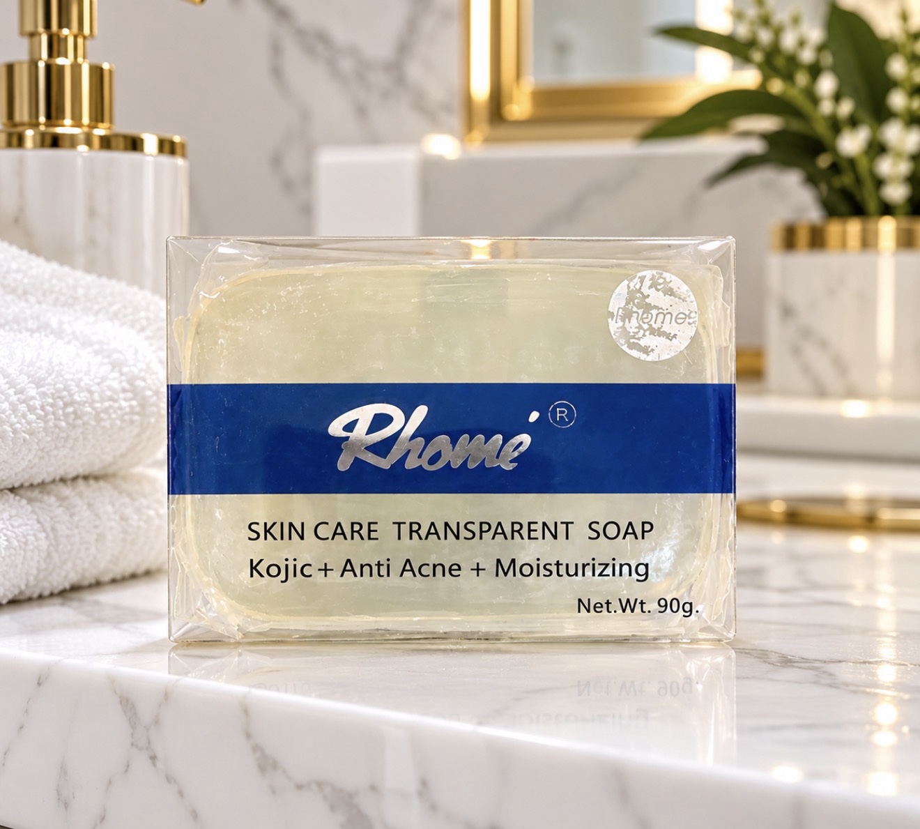 Rhome Kojic Acid Transparent Soap 90g – Anti-Acne & Moisturizing Skin Care Soap